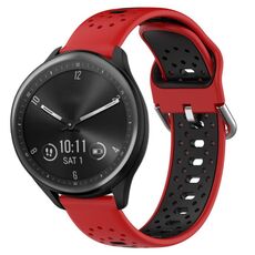 Per Garmin Vivomove Sport Cinturino in silicone bicolore traspirante da 20 mm (rosso + nero)