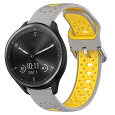 Per Garmin Vivomove Sport Cinturino in silicone bicolore traspirante da 20 mm (grigio + giallo)