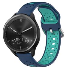 Per Garmin Vivomove Sport Cinturino in silicone bicolore traspirante da 20 mm (blu + verde acqua)