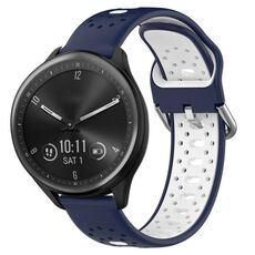 Per Garmin Vivomove Sport Cinturino in silicone bicolore traspirante da 20 mm (blu notte + bianco)