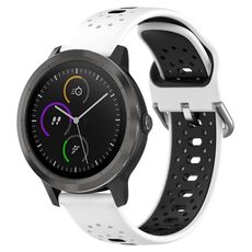 Per Garmin Vivoactive3 Cinturino in silicone bicolore traspirante da 20 mm (bianco + nero)