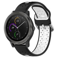 Per Garmin Vivoactive3 Cinturino in silicone bicolore traspirante da 20 mm (nero + bianco)