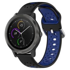Per Garmin Vivoactive3 Cinturino in silicone bicolore traspirante da 20 mm (nero + blu)