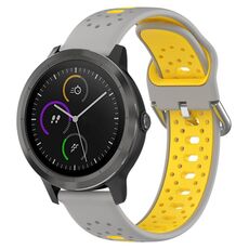 Per Garmin Vivoactive3 Cinturino in silicone bicolore traspirante da 20 mm (grigio + giallo)