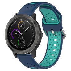 Per Garmin Vivoactive3 Cinturino in silicone bicolore traspirante da 20 mm (blu + verde acqua)