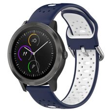 Per Garmin Vivoactive3 Cinturino in silicone bicolore traspirante da 20 mm (blu notte + bianco)