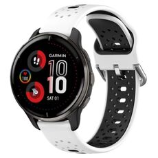 Per Garmin Venu 2 Plus Cinturino in silicone bicolore traspirante da 20 mm (bianco + nero)