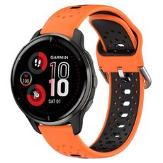 Cinturino in silicone bicolore traspirante da 20 mm per Garmin Venu 2 Plus (arancione + nero)