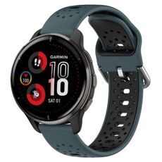 Cinturino in silicone bicolore traspirante da 20 mm per Garmin Venu 2 Plus (verde oliva + nero)