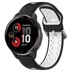 Per Garmin Venu 2 Plus Cinturino in silicone bicolore traspirante da 20 mm (nero + bianco)