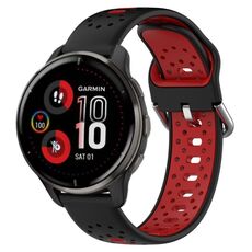 Per Garmin Venu 2 Plus cinturino in silicone bicolore traspirante da 20 mm (nero + rosso)