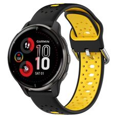Per Garmin Venu 2 Plus Cinturino in silicone bicolore traspirante da 20 mm (nero + giallo)
