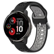 Cinturino in silicone bicolore traspirante da 20 mm per Garmin Venu 2 Plus (nero + grigio)