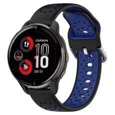 Per Garmin Venu 2 Plus cinturino in silicone bicolore traspirante da 20 mm (nero + blu)