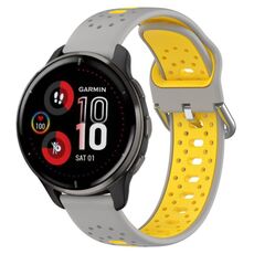 Per Garmin Venu 2 Plus Cinturino in silicone bicolore traspirante da 20 mm (grigio + giallo)
