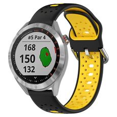 Per Garmin Approach S40 Cinturino in silicone bicolore traspirante da 20 mm (nero + giallo)