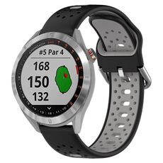 Per Garmin Approach S40 Cinturino in silicone bicolore traspirante da 20 mm (nero + grigio)