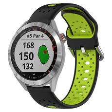 Per Garmin Approach S40 Cinturino in silicone bicolore traspirante da 20 mm (nero + verde lime)