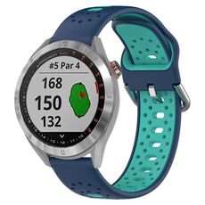 Per Garmin Approach S40 Cinturino in silicone bicolore traspirante da 20 mm (blu + verde acqua)