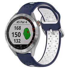 Per Garmin Approach S40 Cinturino in silicone bicolore traspirante da 20 mm (blu notte + bianco)