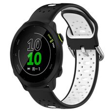 Per Garmin Forerunner 158 Cinturino in silicone bicolore traspirante da 20 mm (nero + bianco)
