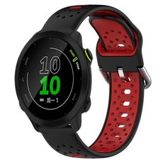 Per Garmin Forerunner 158 Cinturino in silicone bicolore traspirante da 20 mm (nero + rosso)