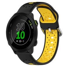 Per Garmin Forerunner 158 Cinturino in silicone bicolore traspirante da 20 mm (nero + giallo)