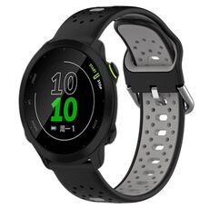Per Garmin Forerunner 158 Cinturino in silicone bicolore traspirante da 20 mm (nero + grigio)