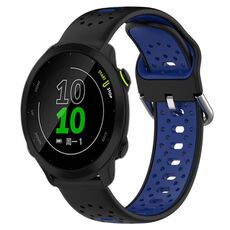 Per Garmin Forerunner 158 Cinturino in silicone bicolore traspirante da 20 mm (nero + blu)