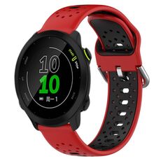 Per Garmin Forerunner 158 Cinturino in silicone bicolore traspirante da 20 mm (rosso + nero)