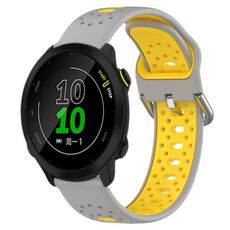 Per Garmin Forerunner 158 Cinturino in silicone bicolore traspirante da 20 mm (grigio + giallo)