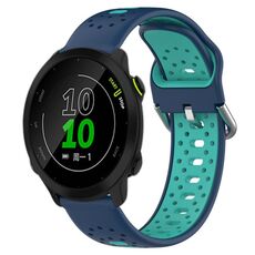 Per Garmin Forerunner 158 Cinturino in silicone bicolore traspirante da 20 mm (blu + verde acqua)