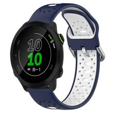 Per Garmin Forerunner 158 Cinturino in silicone bicolore traspirante da 20 mm (blu notte + bianco)