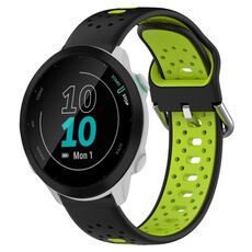 Per Garmin Forerunner 55 Cinturino in silicone bicolore traspirante da 20 mm (nero + verde lime)
