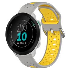 Per Garmin Forerunner 55 Cinturino in silicone bicolore traspirante da 20 mm (grigio + giallo)