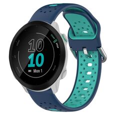 Per Garmin Forerunner 55 Cinturino in silicone bicolore traspirante da 20 mm (blu + verde acqua)
