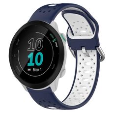 Per Garmin Forerunner 55 Cinturino in silicone bicolore traspirante da 20 mm (blu notte + bianco)