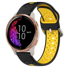 Per Garmin Venu Cinturino in silicone bicolore traspirante da 20 mm (nero + giallo)