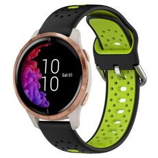 Per Garmin Venu Cinturino in silicone bicolore traspirante da 20 mm (nero + verde lime)