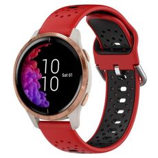 Per Garmin Venu Cinturino in silicone bicolore traspirante da 20 mm (rosso + nero)