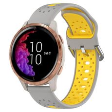 Per Garmin Venu Cinturino in silicone bicolore traspirante da 20 mm (grigio + giallo)
