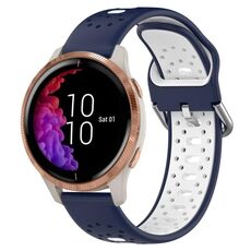 Per Garmin Venu Cinturino in silicone bicolore traspirante da 20 mm (blu notte + bianco)