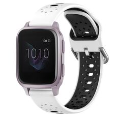 Per Garmin Venu SQ Cinturino in silicone bicolore traspirante da 20 mm (bianco + nero)