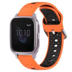 Per cinturino in silicone bicolore traspirante da 20 mm Garmin Venu SQ (arancione + nero)
