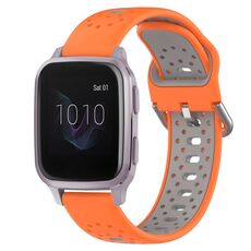 Per Garmin Venu SQ 20mm cinturino in silicone bicolore traspirante (arancione + grigio)