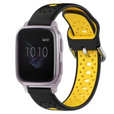 Per Garmin Venu SQ Cinturino in silicone bicolore traspirante da 20 mm (nero + giallo)