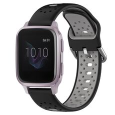 Per Garmin Venu SQ Cinturino in silicone bicolore traspirante da 20 mm (nero + grigio)