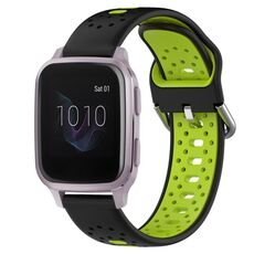 Per Garmin Venu SQ Cinturino in silicone bicolore traspirante da 20 mm (nero + verde lime)