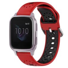 Per Garmin Venu SQ Cinturino in silicone bicolore traspirante da 20 mm (rosso + nero)