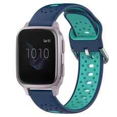 Per Garmin Venu SQ Cinturino in silicone bicolore traspirante da 20 mm (blu + verde acqua)